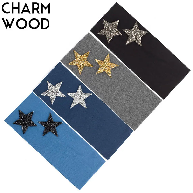 Women's Star Headband Summer Fashion Metallic Color Stars Cotton Headbands for Ladies Elastic Stretch Hair Turban Head Band |