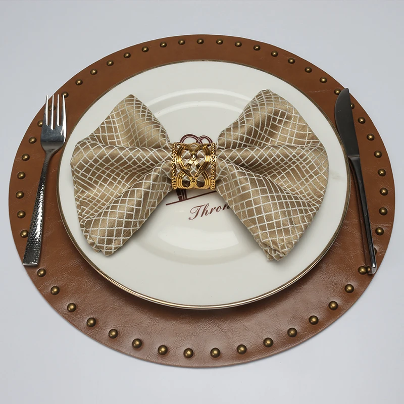 Round Kitchen Table Mat PU Leather Place Drink Coaster Insulation Pad Mats for Dining Placemat Diameter 38CM | Дом и сад