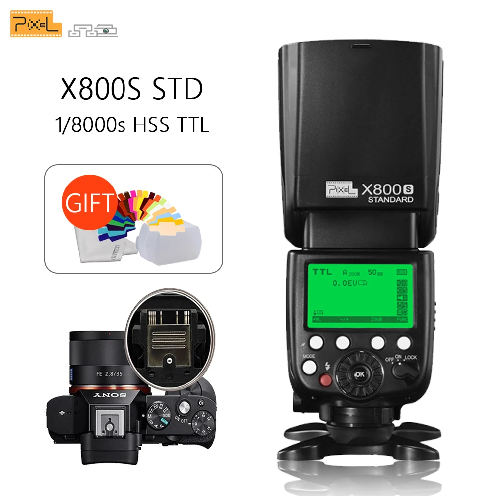 Беспроводная вспышка Pixel X800S Standard GN60 TTL HSS для камеры Sony A7 A77 A7R RX1 A6000 A6300 DSLR Vs X800N