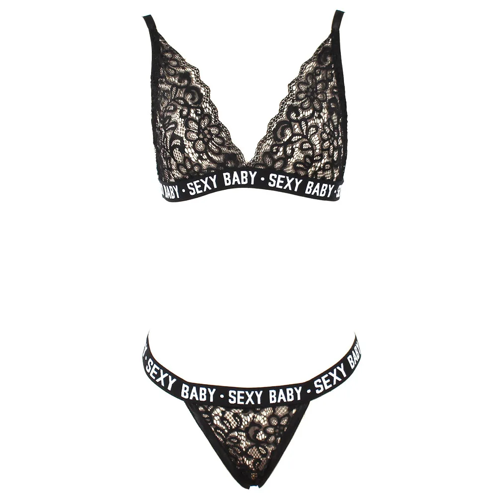 Женский сексуальный кружевной Bralette набор белья бюстгальтер короткий с буквенным