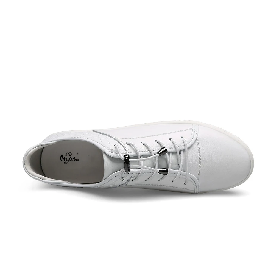 MYLRINA Men's White Leather Casual Shoes Sneakers Brogue Style Fashion Flats Brand Spring Autumn Male Loafers Krasovki Men | Обувь
