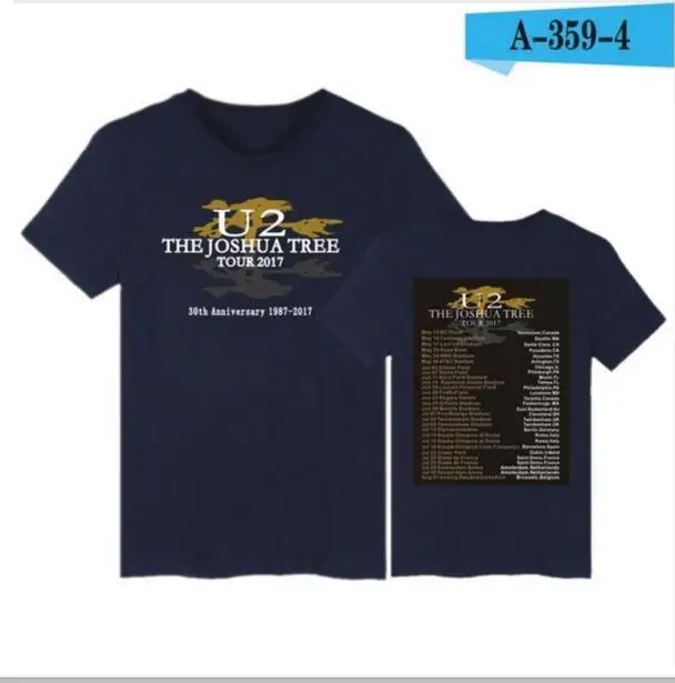 navy blue Футболка с принтом группы U2, мужская и женская футболка с коротким рукавом, модная футболка в стиле хип-хоп, harajuku, уличная одежда, футболки, топы, брендовая одежда - Цвет: navy blue