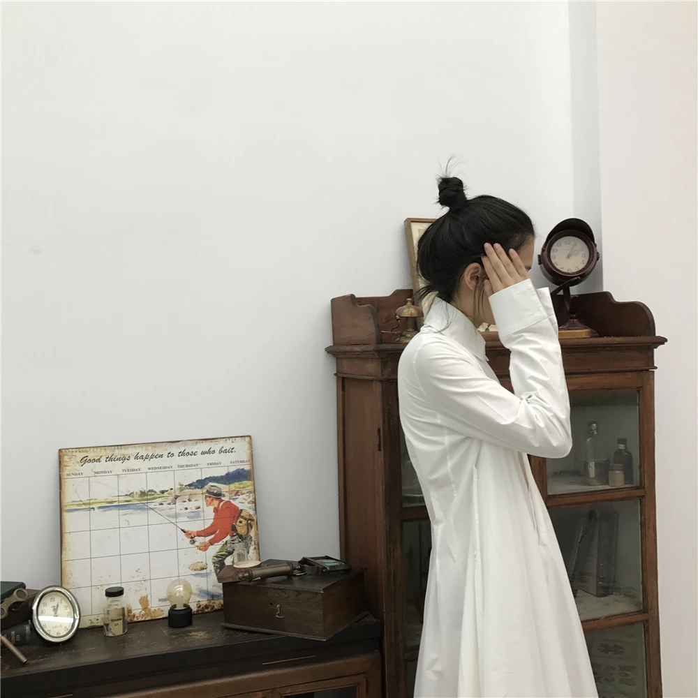 

SuperAen Irregular Europe Women Shirt Dress Solid Color Cotton Casual Wild Ladies Dress Spring New 2019 Fashion Women Clothing