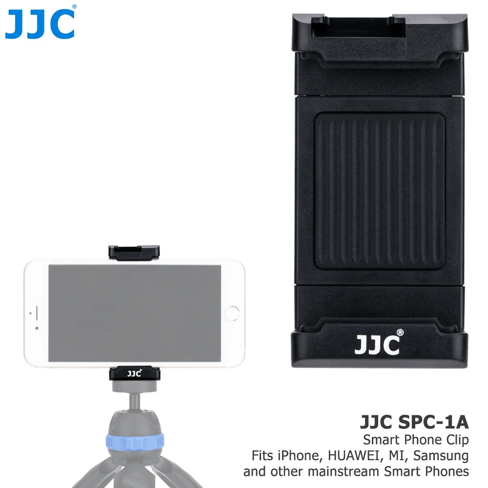 JJC Smart Phone Clip 56-105mm Adjustable Selfie Stick Phones Holder for iPhone/HUAWEI/MI/Samsung
