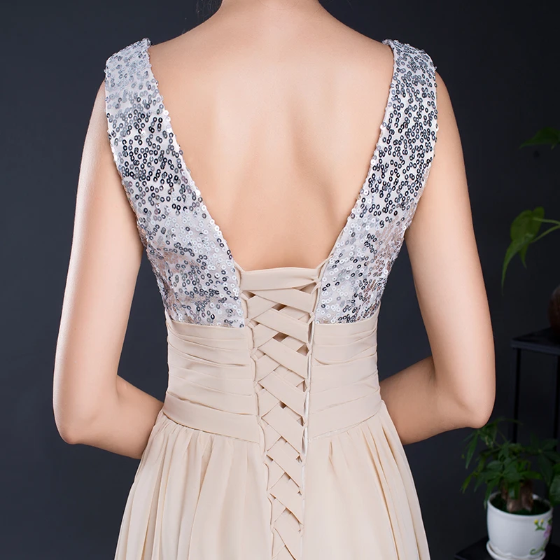 Forevergracedress Шампанское платье подружки невесты Новинка Длинные шифон Кружева на