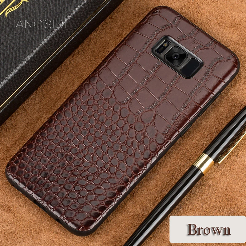 wangcangli phone case For Samsung Galaxy S8 Plus Real Calf leather Back Cover Case/crocodile texture Leather Case |