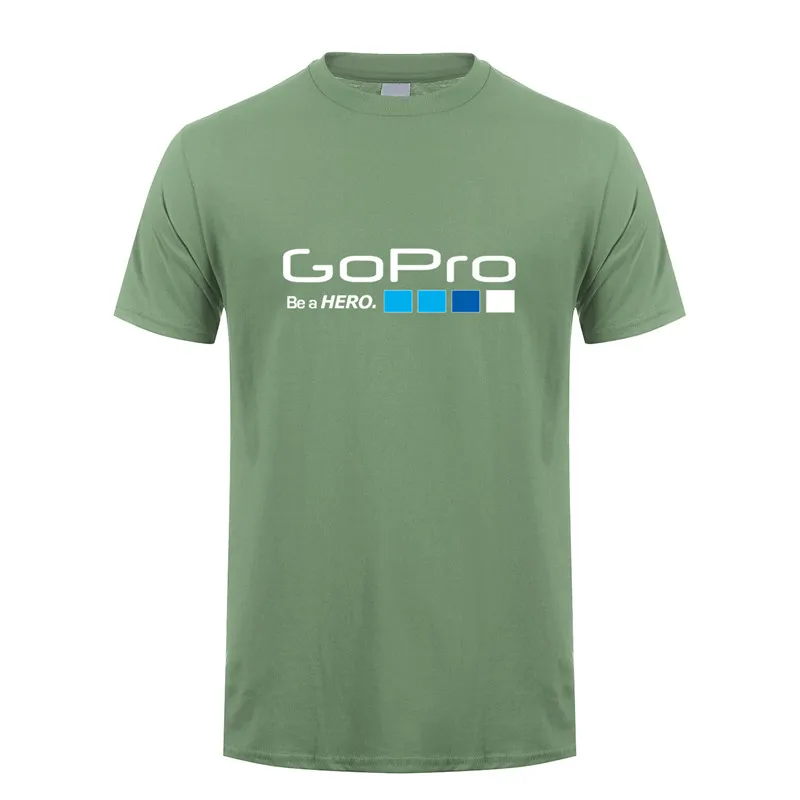 Military green Летняя футболка Go Pro GoPro, топы для мужчин, короткий рукав, хлопок, Мужская футболка be a hero, мужские футболки, DS-015 - Цвет: Military green