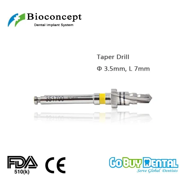 

Osstem TSIII&Hiossen ETIII Compatible Bioconcept BV Dental Instrument Taper Drill 3.5mm, length 7mm(351700)