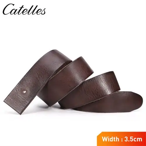 6091F2Coffee3.5cm Catelles ремень из натуральной кожи без пряжки мужской роскошный ремень без пряжки мужские джинсы дизайнерские ремни для мужчин ремни высокого качества - Цвет: 6091F2Coffee3.5cm
