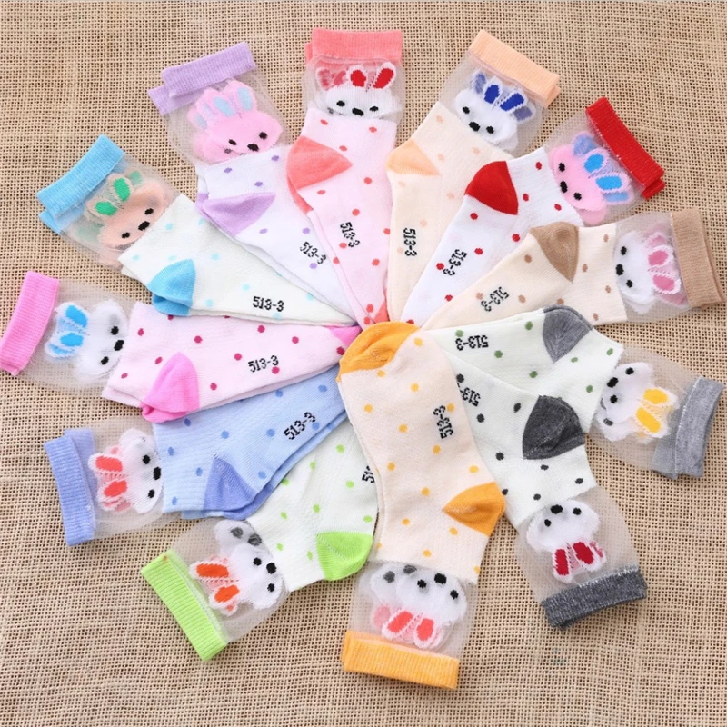 

One Pair 2018 Summer Baby Children Lace Ultra-Thin Socks Boys Girls Mesh Cartoon Crystal Boat Socks D0246