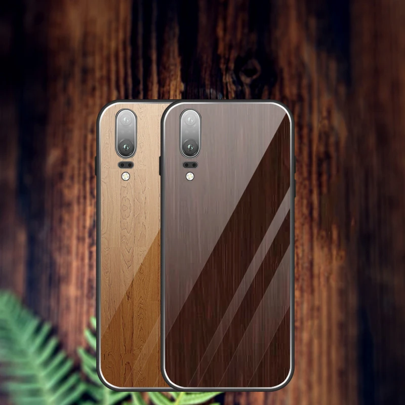 Wood Texture Tempered Glass Case for Huawei P20 Lite Pro Nova 3 3e 2 2S P10 P9 Plus Honor 10 V10 9 V9 Mate RS Cover Caphina |