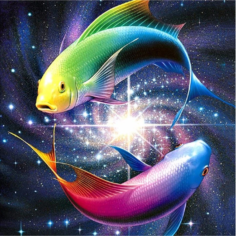 Diamond Crafts Cross Stitch Set Embroidered Goldfish Mosaic Handmade Hobbies | Дом и сад