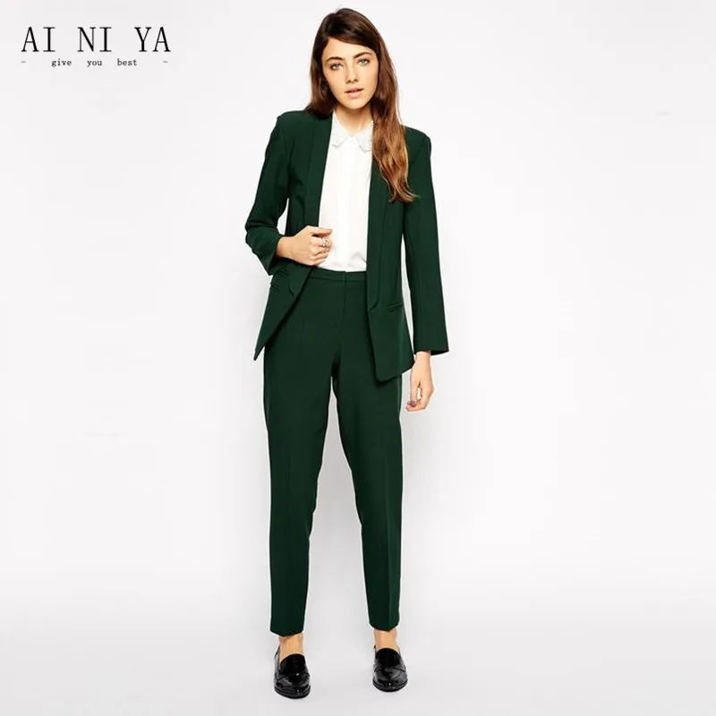 

Fashionable ladies suit Turquoise Ladies Formal Pant Suits for Weddings Womens Business Suits Blazer