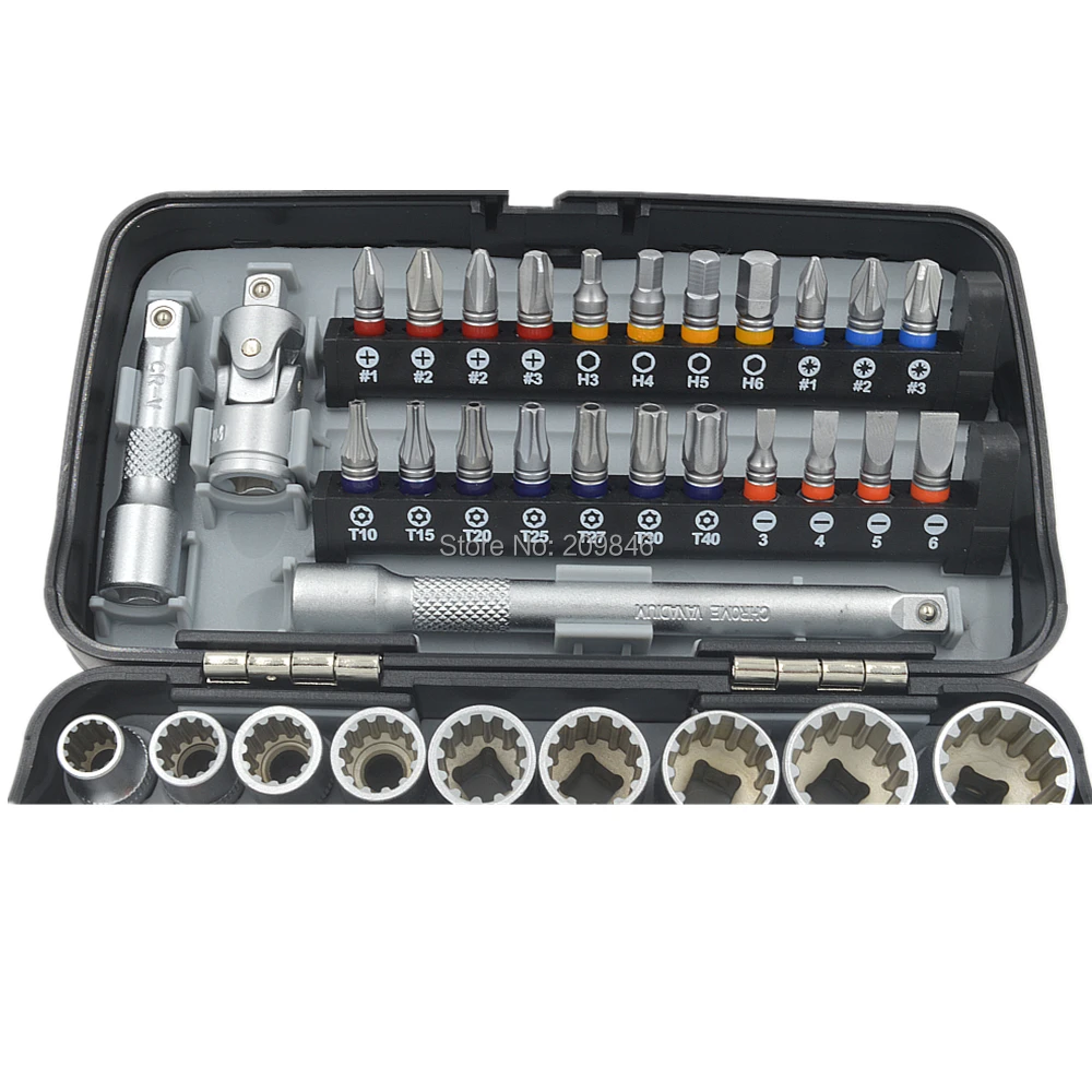 P073 FOSHOU FS-38 38PCS Industrial Mini socket ratchet wrench set 1/4 screwdriver head Auto Repair tools S2 material | Инструменты