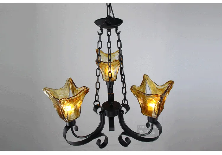 Американская коричневая стеклянная люстра освещение для столовой деревенские