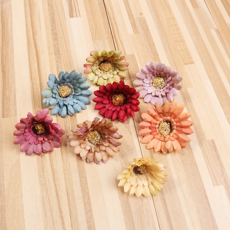 10pcs 6cm Mini Silk Sunflower Artificial Flower Head For Wedding DIY Decoration Headmade Scrapbooking Accessories Fake flowers | Дом и сад