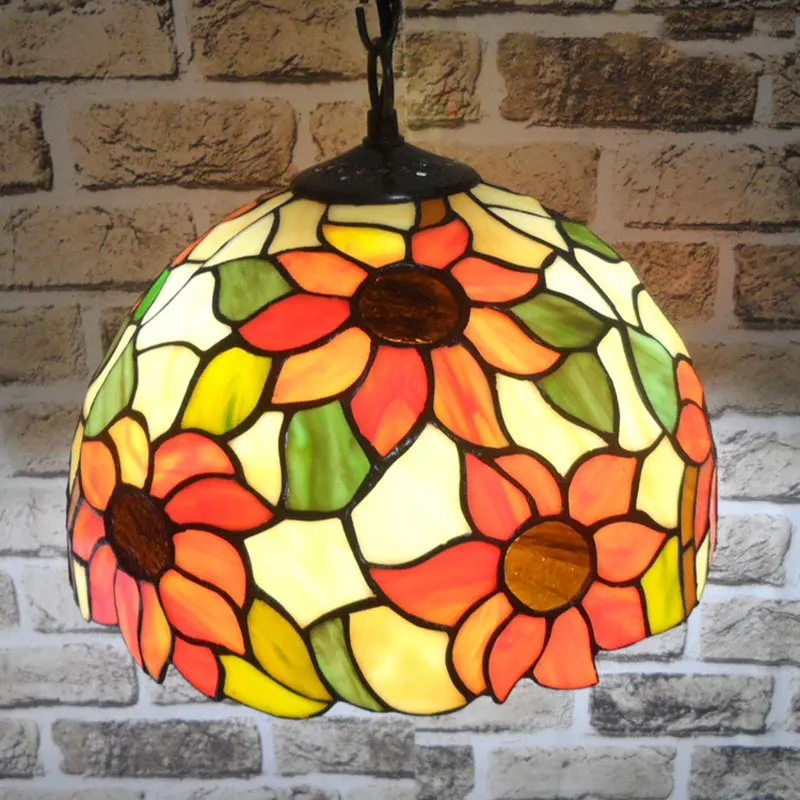 Богемные подвесные светильники с подсолнухами в пасторальном стиле Тиффани для