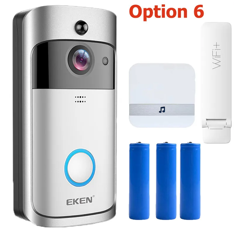 Option 6 EKEN V5 умный беспроводной WiFi дверной звонок для безопасности визуальная запись ночного видения видеодомофон телефонный звонок дверной звонок - Цвет: Option 6
