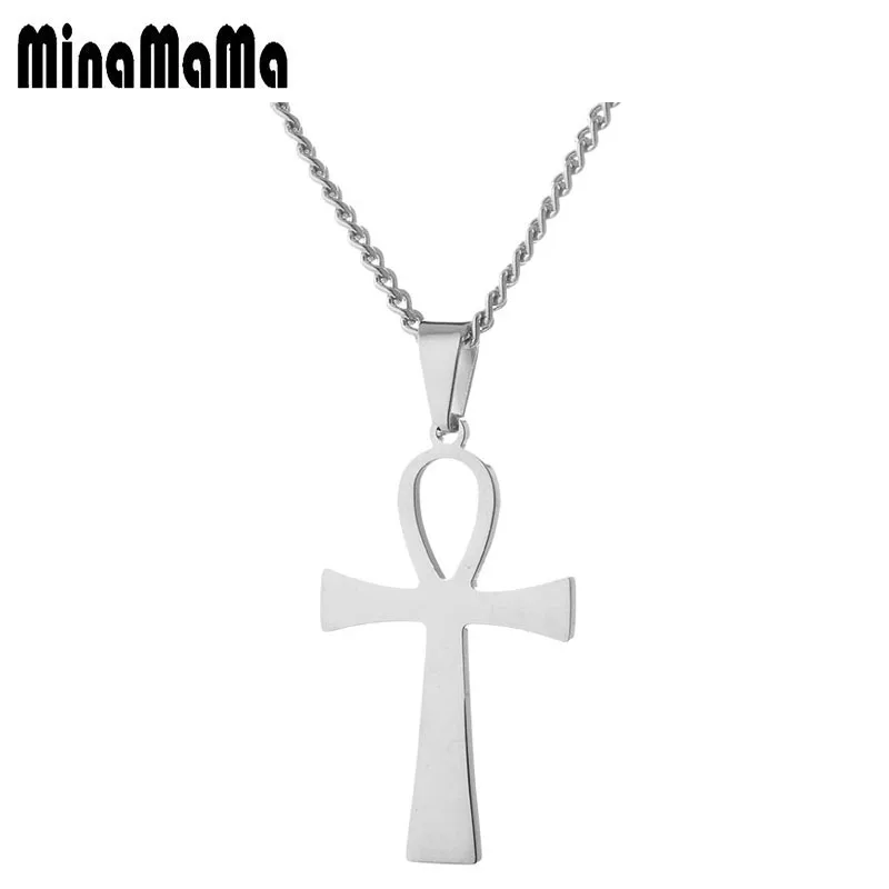 Крест ожерелья из нержавеющей стали Ankh Neckalces для мужчин и женщин Золотой