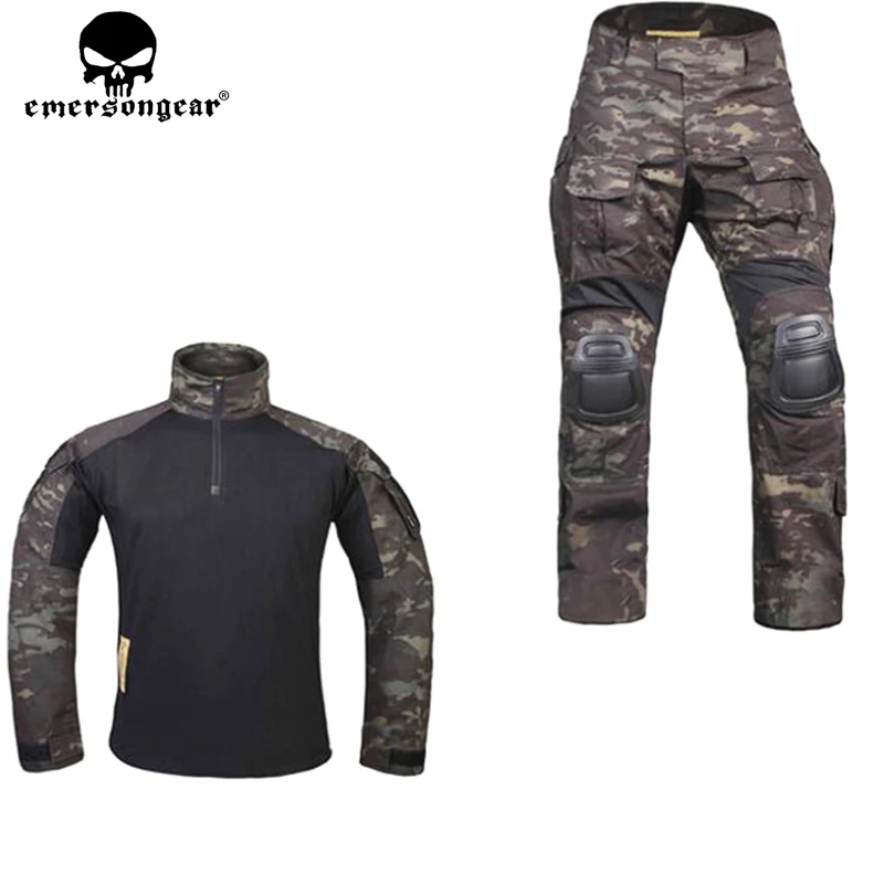 Shirt Pants SET Одежда для охоты, военные штаны с наколенниками, emerson, штаны, Мультикам, Shitr, черные, тактические, камуфляжные штаны, EMERSON, G3Hunting, вечерние - Цвет: Shirt Pants SET