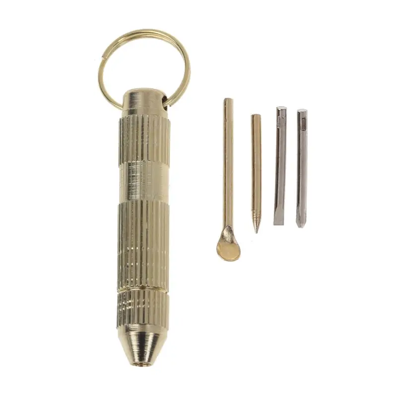 

4 in1 Mini Portable Golden Opener Screwdrivers Ear Pick Ear Cleaner Keychain Kit