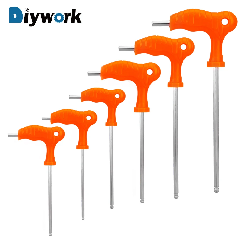 Шестигранный ключ DIYWORK шестигранный с Т образной ручкой 2 5 мм 3 4 6 8 ручной