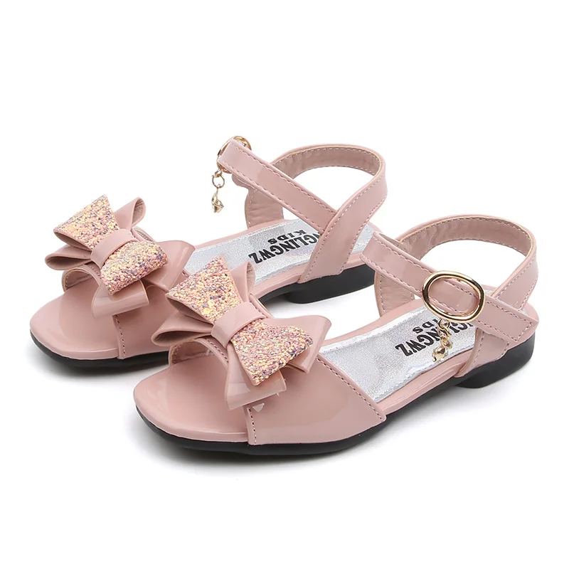 

fashion rhinestone Girls princess sandals 2019 summer new Sequin bow kids children student shoes 27-37 Suitable for 3-12 years