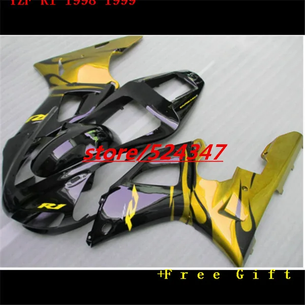 

Motorcycle plastic fairings kit for 1998 1999 YZF R1 98 99 YZFR1 black light yellow road/racing fairing kits
