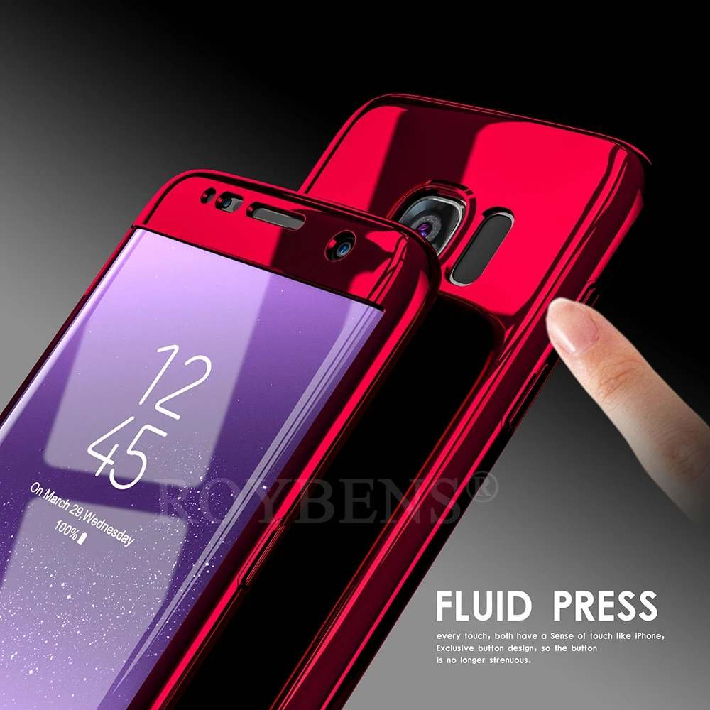 For Samsung Galaxy S7 Edge Case Roybens Luxury Ultra Thin Bling Mirror 360 Full Protection Cover 2 in 1 Armor |