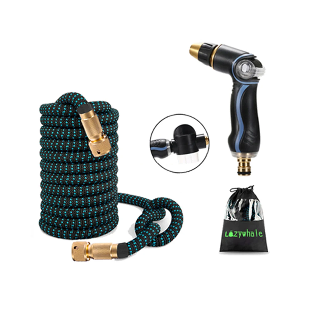 Expandable Garden Hose Flexible Hose with Multi Spray Watering Gun Nozzle/Foam Can/Brass Connectors for Car Cleaning 25-98 Feet