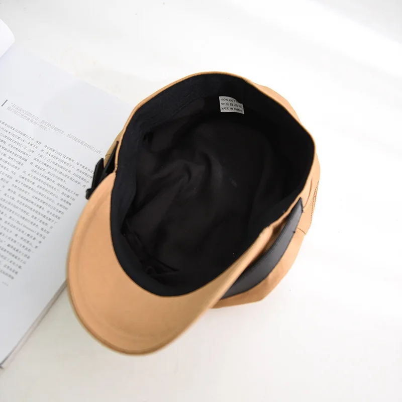 USPOP 2019 New women newsboy caps belt decoration cap flat top cotton visor female warm autumn winter hat |