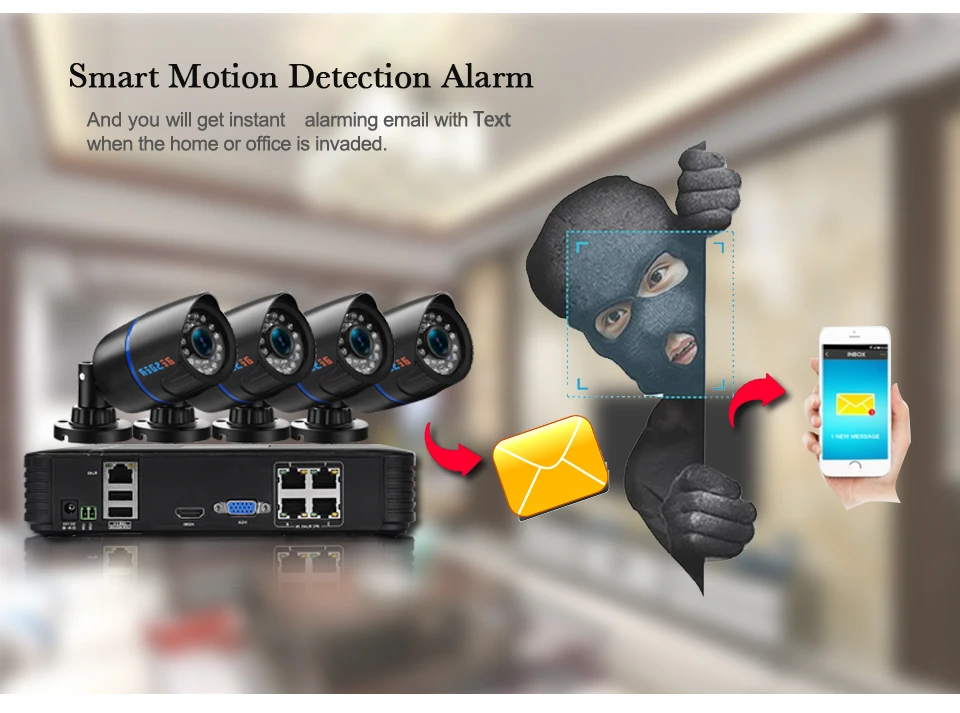 Besder Full HD 1080P CCTV система безопасности 4 шт 1080P Внутренняя/внешняя ip-камера 4CH POE15V NVR CCTV комплект P2P 1080P HDMI/VGA выход