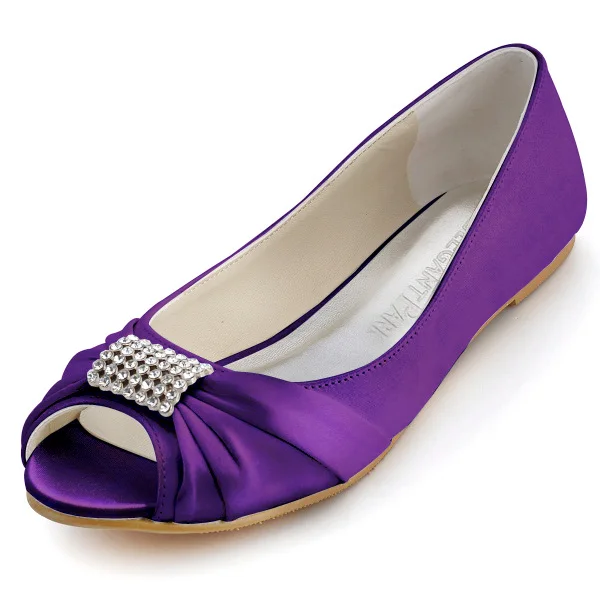 EP2053/фиолетовые женские свадебные туфли на плоской подошве с открытым носком