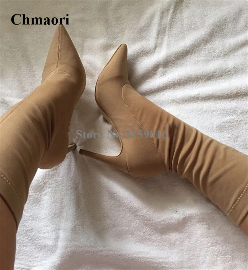 

Spring New Fashion Women Pointed Toe Bandage Short Boots Sexy Slim Style High Heel Ankle Boots Black Green Nude Boots