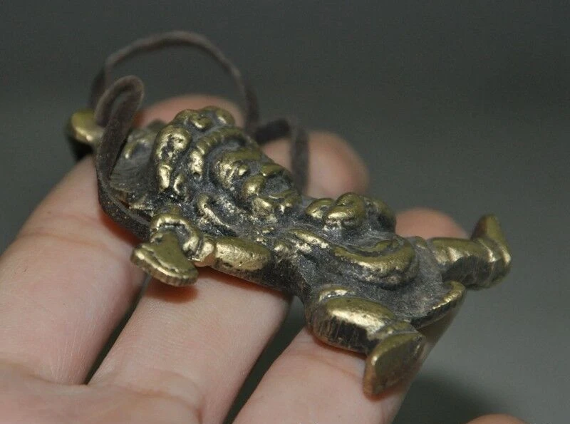 Старый тибетский буддизм Бронзовый Статуэтка махкала Будды талисман подвеска |