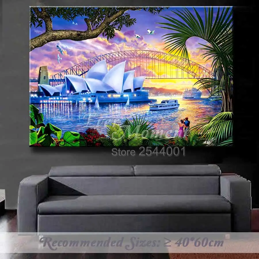 Ever Moment DIY Diamond Painting Cross Stitch Sydney Opera House Landscape Decoration Home Full Square Pattern Craft ASF1063 | Дом и сад