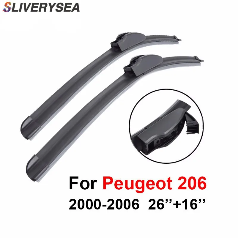 Лезвия стеклоочистителя SLIVERYSEA для Peugeot 206 2000 2001 2002 2003 2004 2005 2006 26 ''+ 16'' из