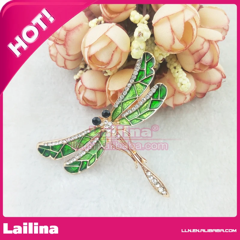 70 мм рекламная элегантная зеленая золотистая Стрекоза Стразы Эмаль
