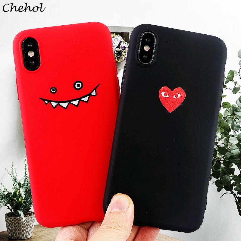 Funny Phone Cases for IPhone 6 s 7 8 Plus X XS MAX XR Case Smile Heart Soft Silicone Fitted Cell Covers Shell Accessories |