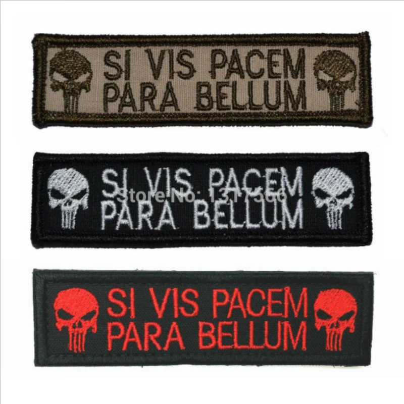 Вышивка значок Каратель Череп SI VIS PACEM PARA BELLUM военные вышитые значки Тактический Патч для верхней одежды кепки сумка
