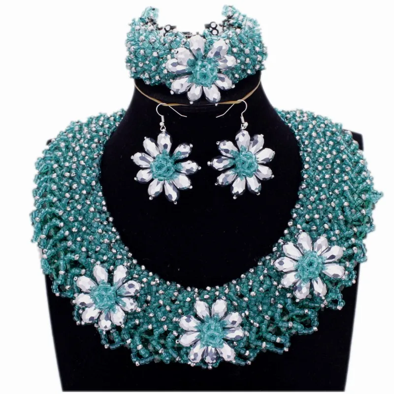 4 UJewelry золото комплект ювелирных изделий с прозрачными серебряными цветами Дубай