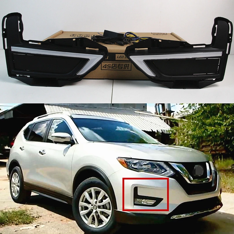Дневные ходовые огни DRL для Nissan X-Trail X trail Rogue 2017 2018 2019 2020 крышка противотуманной