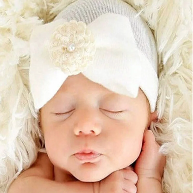 0-3M Newborn Crochet Cap Baby Girls Boys Infant Hats Girl Toddler Comfy Bowknot Hospital Striped Beanie Hat | Детская одежда и