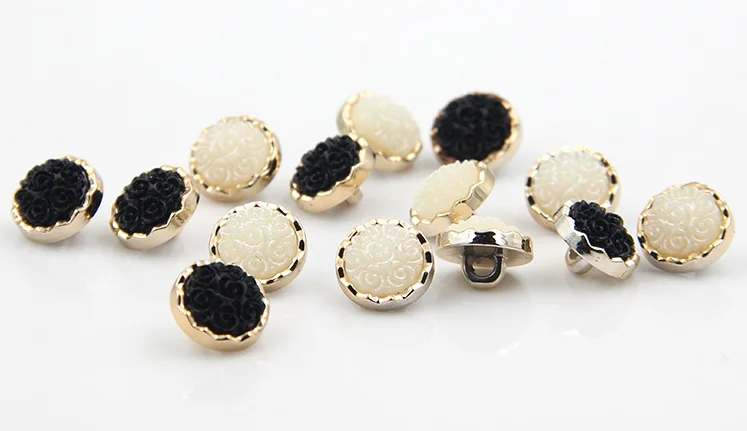 10pcs/lot Resin button sweater rose gold rim flower blouse cardigan 11mm | Buttons