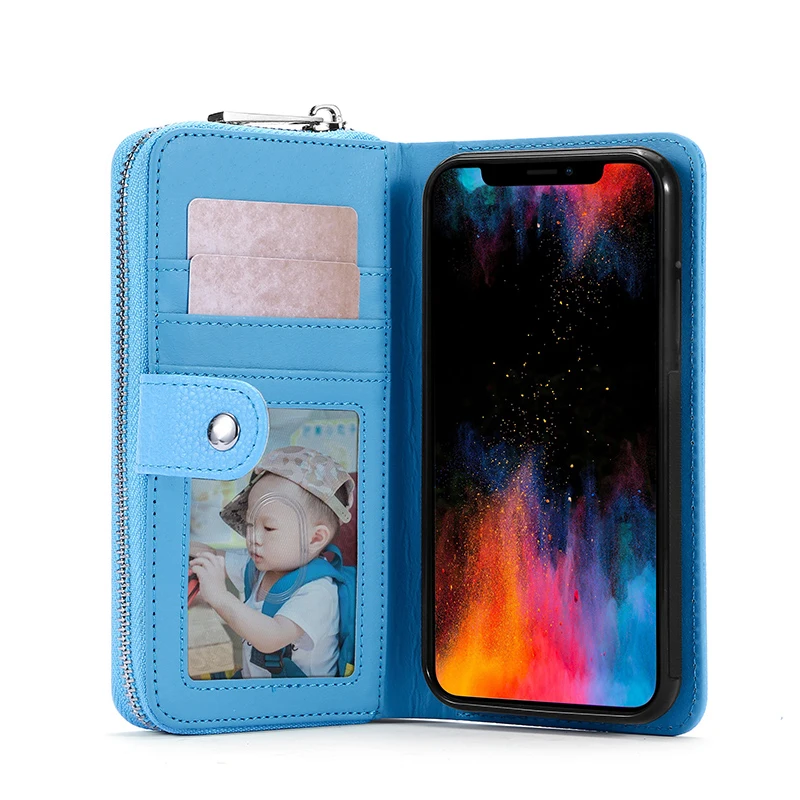 MEGSHI кожаный съемный чехол для iPhone XR чехол 2 в 1 кожаная сумка на молнии для iPhone XS Max Чехол кошелек для кредитных карт Чехол