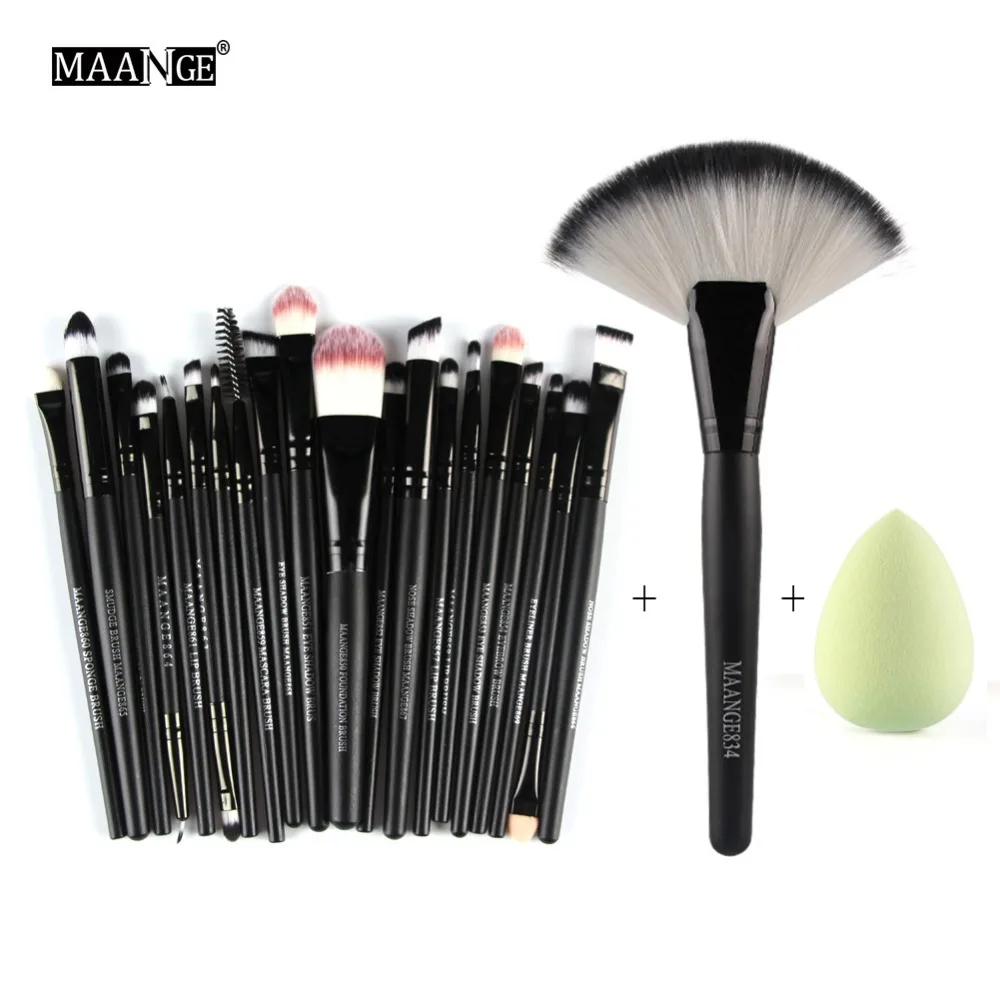 MAANGE 22 шт. косметический набор кисточек для макияжа основа для макияжа power Eye Shadow карандаш для бровей смешивание Контурные Румяна веер набор кистей для лица