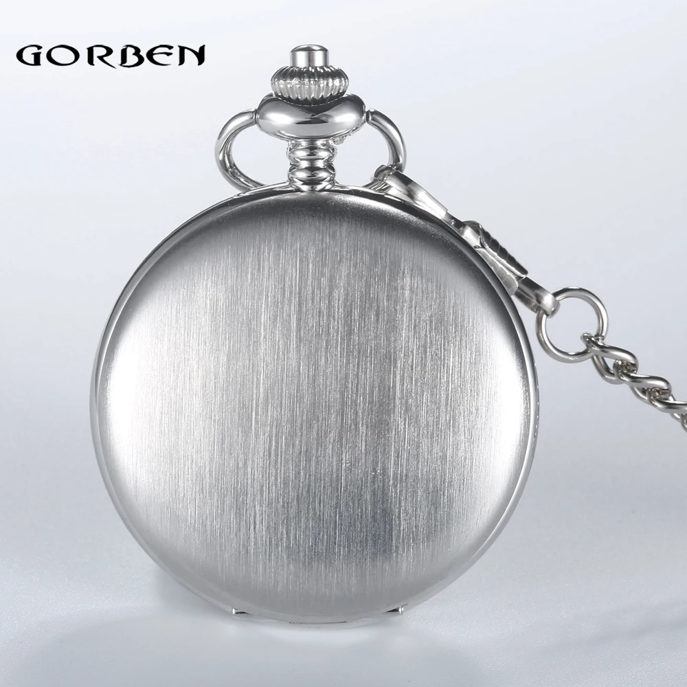 

GORBEN брендовые Классические кварцевые мужские карманные часы с серебряной полировкой, круглые римские цифры, ожерелье, Relogio De Bolso, подарок, кв...