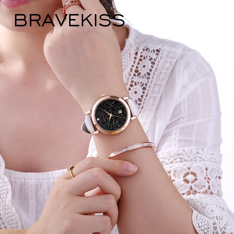 BRAVEKISS 5 цветов Роскошные Алмазные женские кварцевые часы со звездным циферблатом