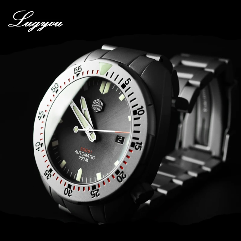 Часы Lugyou San Martin Diver Мужские механические из нержавеющей стали с песком сапфиром