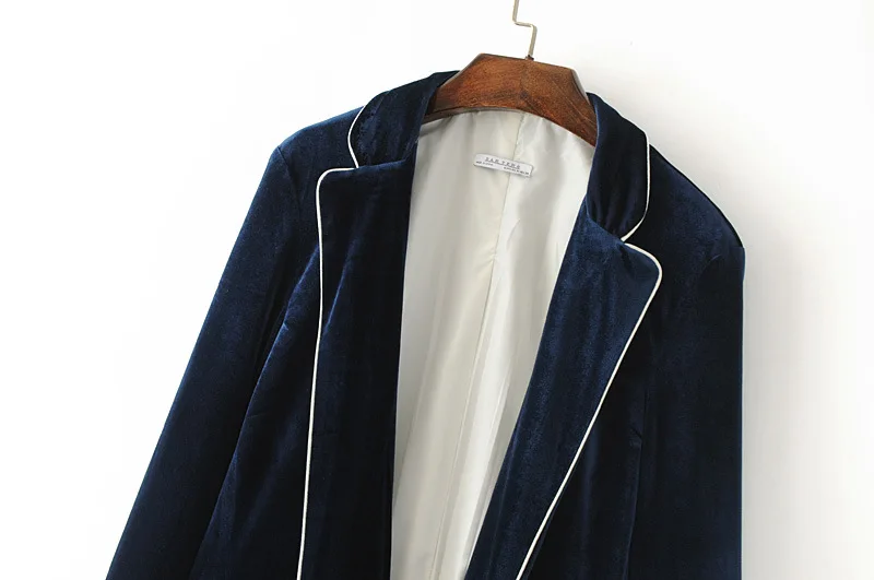 2017 Женский Новый Повседневный бархатный блейзер с длинным рукавом костюм